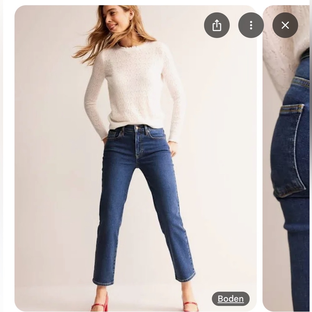 Boden High Rise Classic Blue Jeans Cropped Raw Hem Button Fly Women’s Size 28